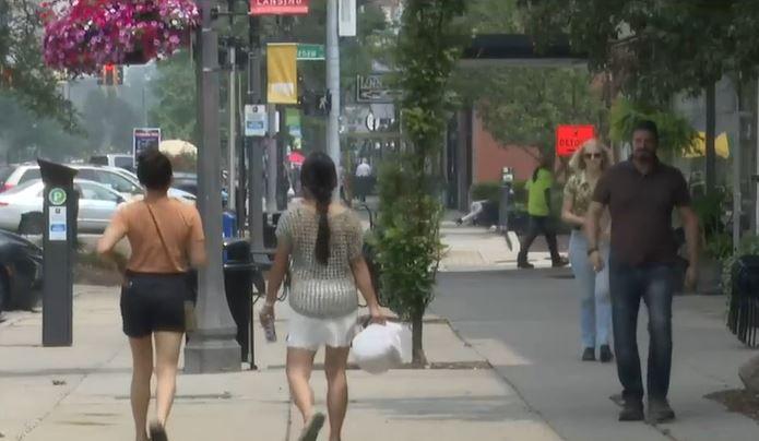 People walking downtown