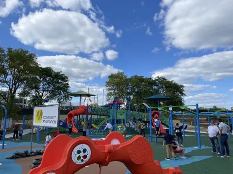 kids on playground equipment